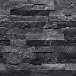 GoodHome Jori Black Brick effect Textured Wallpaper