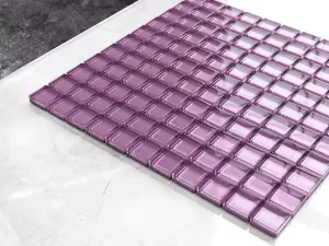 Glass mosaic on mesh for bathroom or kitchen 300mm x 300mm - Pink Agata