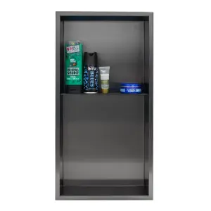 Thermopanel 304 Stainless Steel Recess Shower Niche Shelved - Noir Black (305x610x103mm)