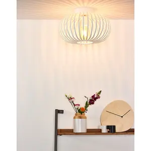 Lucide Manuela Vintage Flush Ceiling Light 39.5cm- 1xE27 - White