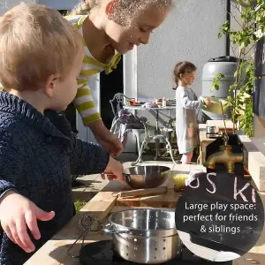 Double Mud Kitchen - Premium Outdoor Kitchen for Kids - Play Set with Working Tap