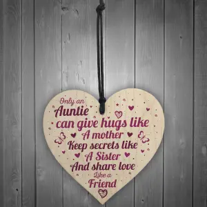 Red Ocean Auntie Aunty Aunt Sister Gifts Wooden Heart Plaque Christmas Present For Her Birthday