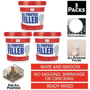 ALL PURPOSE White FILLER 600g Smooth Ready Mixed, Pack of 3