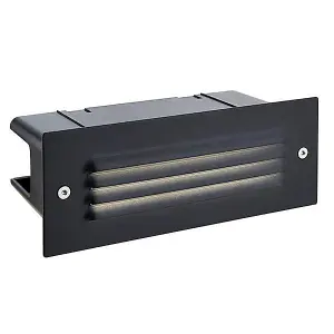 Luminosa Seina Integrated LED Outdoor Recessed Wall Light Textured Black, Frosted IP44