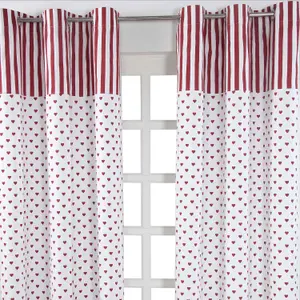 Homescapes Red Love Hearts Ready Made Eyelet Curtain Pair, 137 x 182 cm Drop