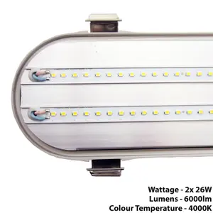 4x IP65 LED Batten Light Fitting 5FT 52W 6000lm 4000K Non Corrosive Warehouse