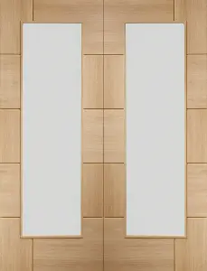 Internal Oak Ravenna Pair Door with Clear Glass  - 1981 x 1524 x 40mm (60")