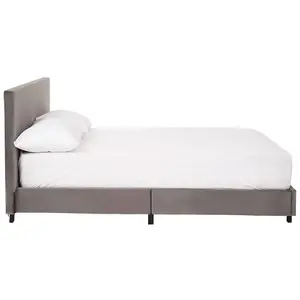 Interiors By Premier Compact Bed In Box In Brushed Steel Velvet, Minimalist Bed For Bedroom, Sturdy Bed With Vertical Stitching