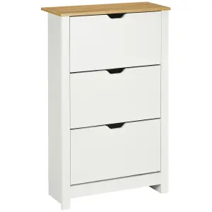 HOMCOM 18-Shoe Storage Cabinet 6 Shelves 3 Drawers Tabletop 4 Legs Modern White