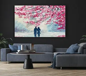 Walk Through Paris Blossom Canvas Print Wall Art - Medium 20 x 32 Inches