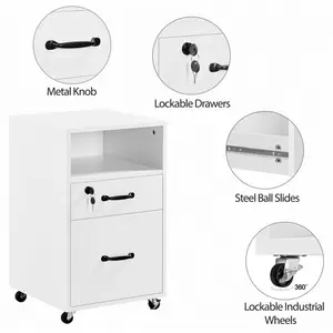 40cm Wide 2 -Drawer Mobile File Cabinet White