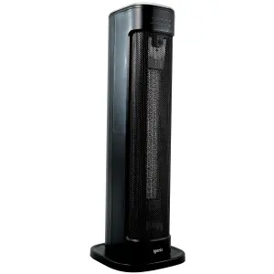 Igenix IGHT020DB Oscillating Tower Fan Heater with 3 Heat Modes, Black