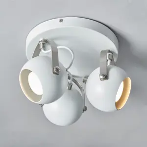 Litecraft Eyeball White and Satin Nickel Adjustable Spotlight Plate