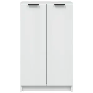 Shoe Cabinet High Gloss White 59x35x100 cm Engineered Wood