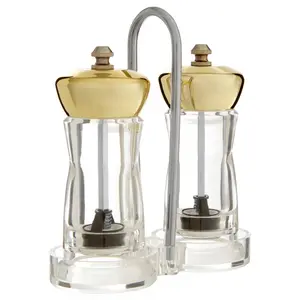 Maison by Premier Cody Gold/Clear Salt And Pepper Mill Set On Stand