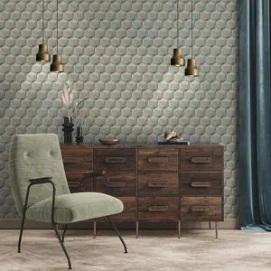 Galerie Fusion Blue Geometric Motif Wallpaper