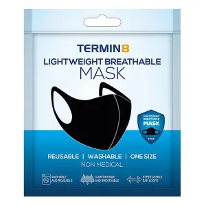 Unisex Reusable Face Mask Washable, Breathable & Ear Loops 3D Shape Mask, Black