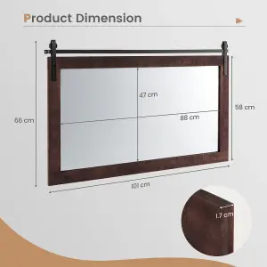 Costway Bathroom Wall Mounted Mirror Rustic Decorative Wall Mirror w/ Wood Frame