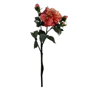 60cm Peony Artificial Flower Pink - 1 Flower 3 Buds