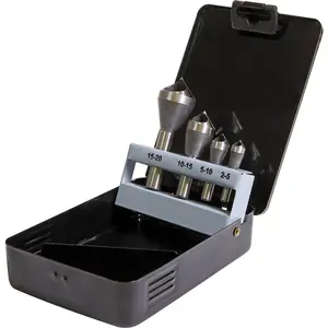 Premium 4 Piece Slotted Deburring Countersink Drill Bit Set - 90 Degree - Sizes 2 to 20mm