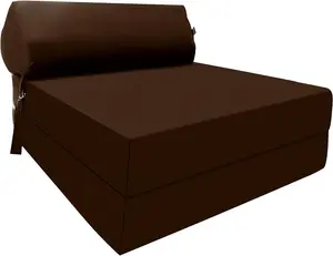 Fold Out Z Bed Chair Sofa Lounger With Pillow - Chocolate