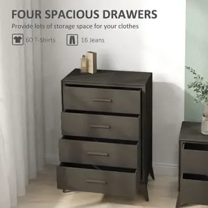 HOMCOM 4 Drawer Chest of Drawers, Fabric Dresser with Steel Frame, Brown