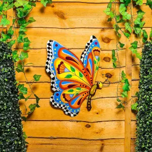 Handcrafted Metal Butterfly Wall Art - 16.5 Inch Talavera Style Celestial Sculpture for Indoor and Outdoor Décor