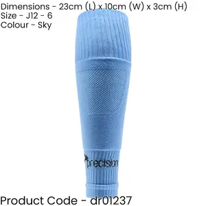 JUNIOR SIZE 12-6 Pro Footless Sleeve Football Socks - SKY BLUE - Stretch Fit