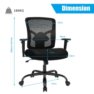 COSTWAY 180kg Big and Tall Mesh Office Chair with Lumbar Support