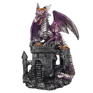 Purple Dragon on Castle Backflow Incense Burner