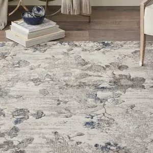 Ivory Grey Modern Floral Optical 3D Living Room Bedroom & Dining Room Rug-160cm X 221cm