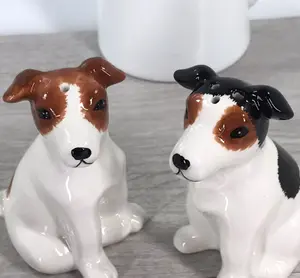 Jack Russell Terrier ceramic Salt and Pepper shaker set novelty Dog lover gift