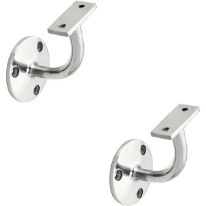 2x Heavyweight Handrail Bannister Bracket 80mm Projection Polished Chrome