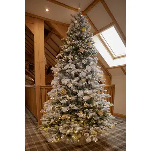 7.5ft Snowy Sheffield Spruce Artificial Christmas Tree with 700 Warm White LEDs 7.5ft