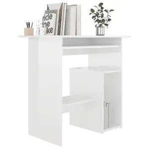 Desk Engineered Wood High Gloss White / Writing Desk