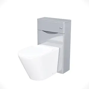 Nes Home Dwight 500mm WC Unit Grey & Rimless Back To Wall Toilet Flat Pack