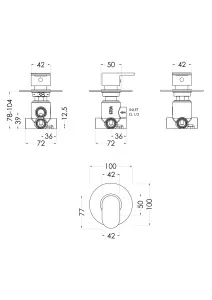 Modern Concealed Lever Handle 2/3/4 Way Shower Diverter - Chrome