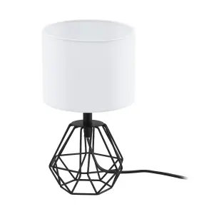 EGLO Carlton 2 Black And White Metal And Fabric Table Lamp, (D) 16.5cm