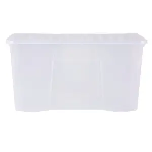 Wham Crystal 3x 110L Plastic Storage Boxes with Lids. Clear, Extra Large, Strong  Made in the UK Clear