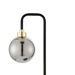 First Choice Lighting Matt Black and Smoked Glass Table Light