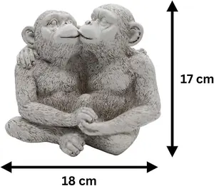 Stone Effect Kissing Monkeys Garden Statue Smooching Chimp Pond Ornament