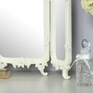 Melody Maison Small Ornate Rose Triple Mirror  - 38cm x 38cm