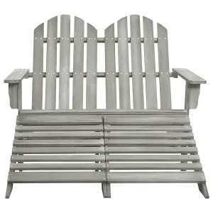 Berkfield 2-Seater Garden Adirondack Chair&Ottoman Fir Wood Grey