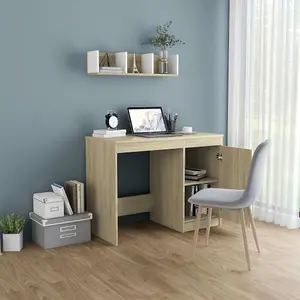 Berkfield Desk Sonoma Oak 100x50x76 cm Engineered Wood