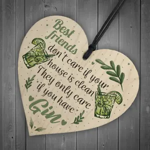 Red Ocean Handmade Gin Tonic Novelty Wooden Heart Friendship Gin Gift Funny Kitchen Sign Decor