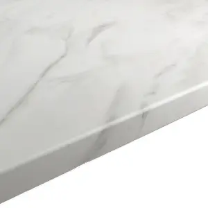 GoodHome 22mm Algiata Matt White Marble effect Laminate & particle board Post-formed Kitchen Breakfast bar, (L)2000mm