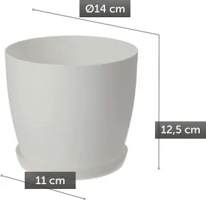 Plant Pots Flower Planter 6 Colours 8 sizes Matt Plastic Pot + Saucer Tray Deco White 14cm