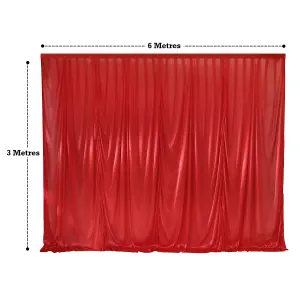 3x6 M Ice Silk Backdrop Curtain Photography Scenery for Christmas Events Decor, Red