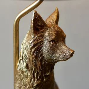 Luminosa Fox Base & Shade Table Lamp Vintage Gold Paint & Black Fabric