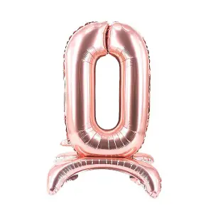 Realmax Standing Number 0 Foil Balloon Rose Gold (One Size)